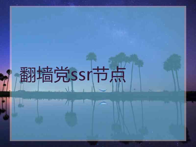 翻墙党ssr节点