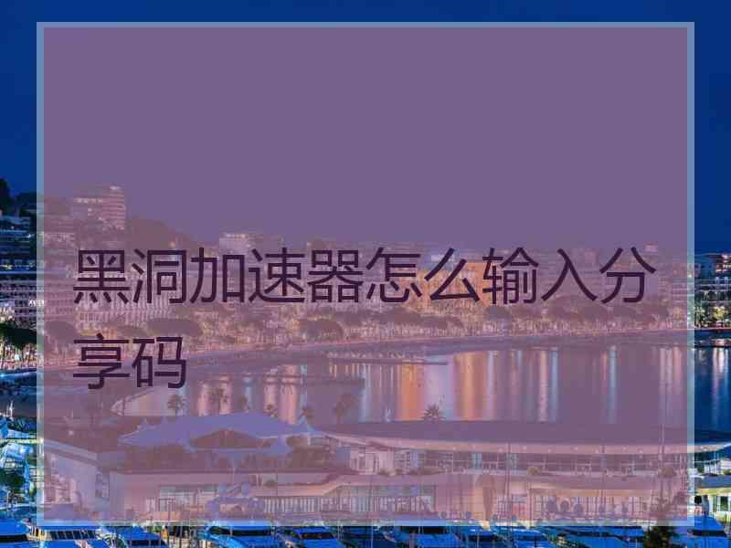 黑洞加速器怎么输入分享码